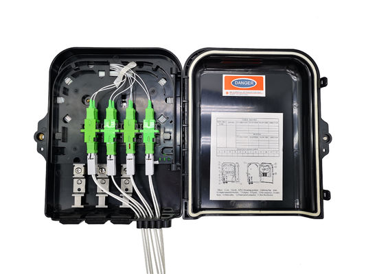 IP65 Fiber Optic Splitter Box 3In 8Out Optik Dağıtım Kutusu Dışarıda 1 8 Siyah Kesilmemiş İndirme Kablo Portu