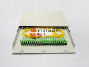 satın al 19 "ODF SC 24Port Sürgülü Çekmece Fiber Optik Dübel Panel Dağıtım Kutusu 1U Soğuk Haddelenmiş Çelik Çevrimiçi üretim