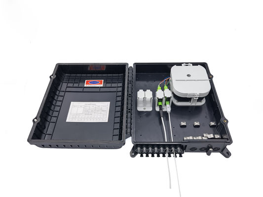 satın al 16Ports Outdoor Optical Distribution Box Black With Sc Adapters Plate For  2x3mm Flat Drop Cable Outlets PC ABS Material Çevrimiçi üretim