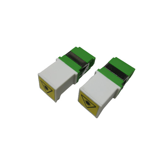 SC APC Simplex Fiber Konnektör Adaptörü Flanşsız Yeşil Beyaz Metal Kelepçe Lazer