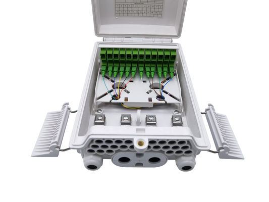 24 Port SC Dış duvar veya direk montaj Fiber Optic Termination Box IP65 Açık ortamlarda kablo yönetimi için Beyaz