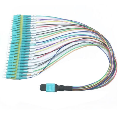 MPO Harness Kablo 12 fiber fanout LC PC renkli pigtails MM OM3 MM 8F 12F 24F LSZH MPO MTP Fiber Optic Patch Cord
